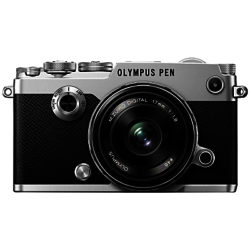 Olympus Pen F Compact System Camera With M.ZUIKO 17mm Prime Lens, HD 1080p, 20.3MP, Wi-Fi, Front Creative Dial, 5-Axis IS, 3 Vari-Angle Touch Monitor, Silver Silver